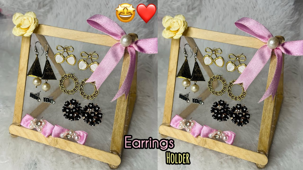 DIY earrings holder || cute earrings holder || pinterest inspired earrings holder || ​easy diy 🌸💕🥰🤩