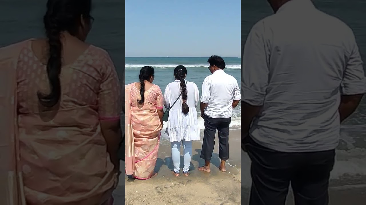 Promenade Beach🤍 #WithParents🩵 #Puducherry #Beach #TravellerCouple👩&zwj;❤️&zwj;👨