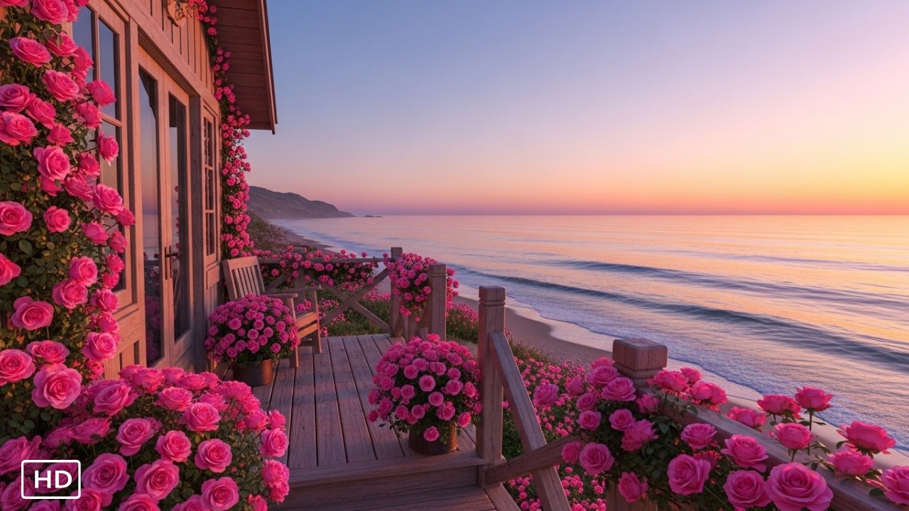 Romantic Beachside Home with Blooming Roses