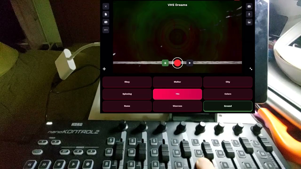 Live Video FX SP404-Style - Jam Cam app for iOS by Isak Burstr&ouml;m (Korg NanoKONTROL 2)