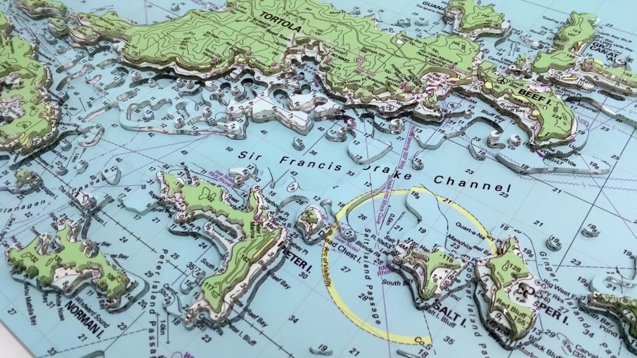 3D Nautical Chart art of the British Virgin Islands