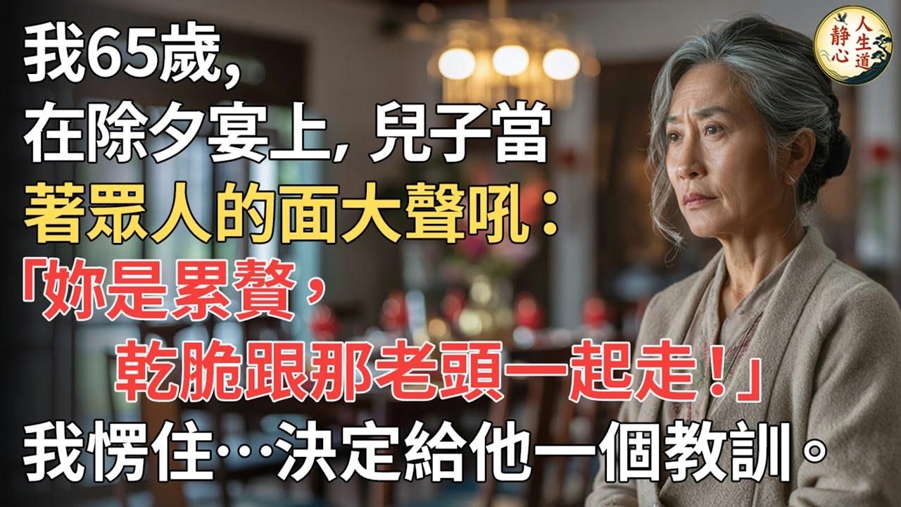 【我62歲】在除夕宴上，兒子當著眾人的面大聲吼：「妳是累贅，乾脆跟那老頭一起走！」我愣住…決定給他一個教訓。
