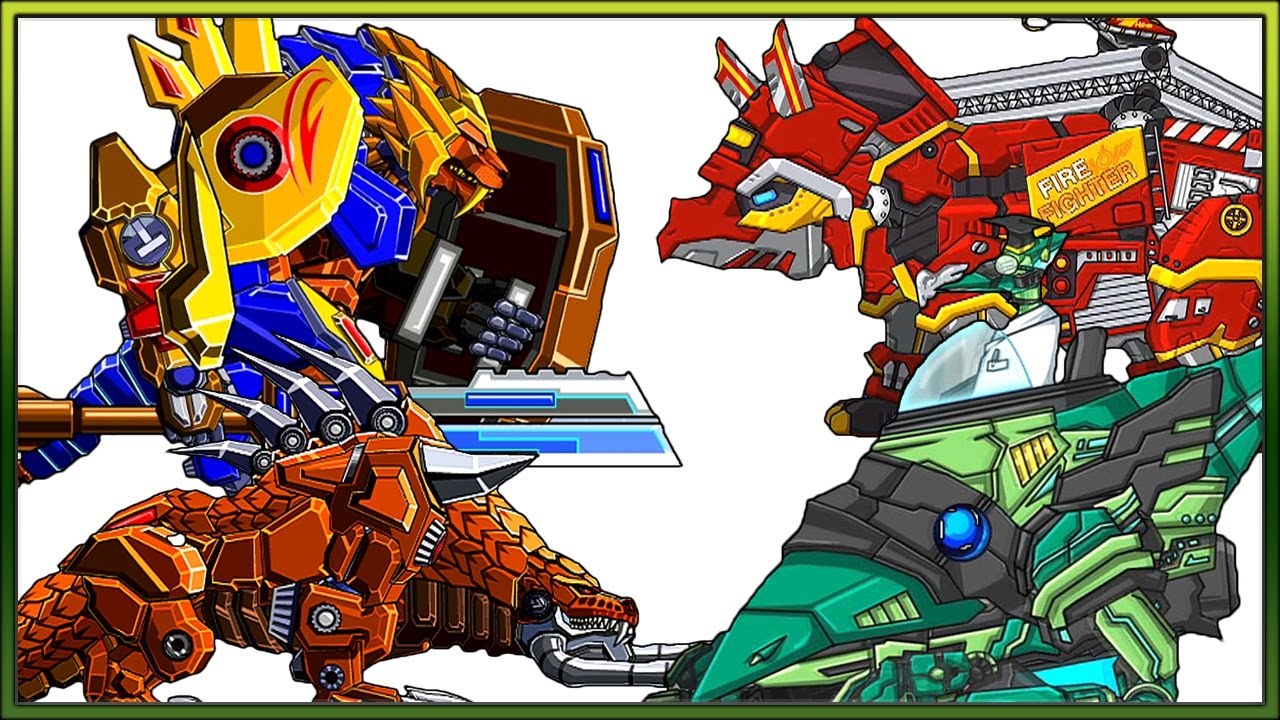 Dino Robot - Lion Hero + Puncturing Dragon + DR.Ptera + Triceratops - Dinosaurs Robot Gameplay | SMG