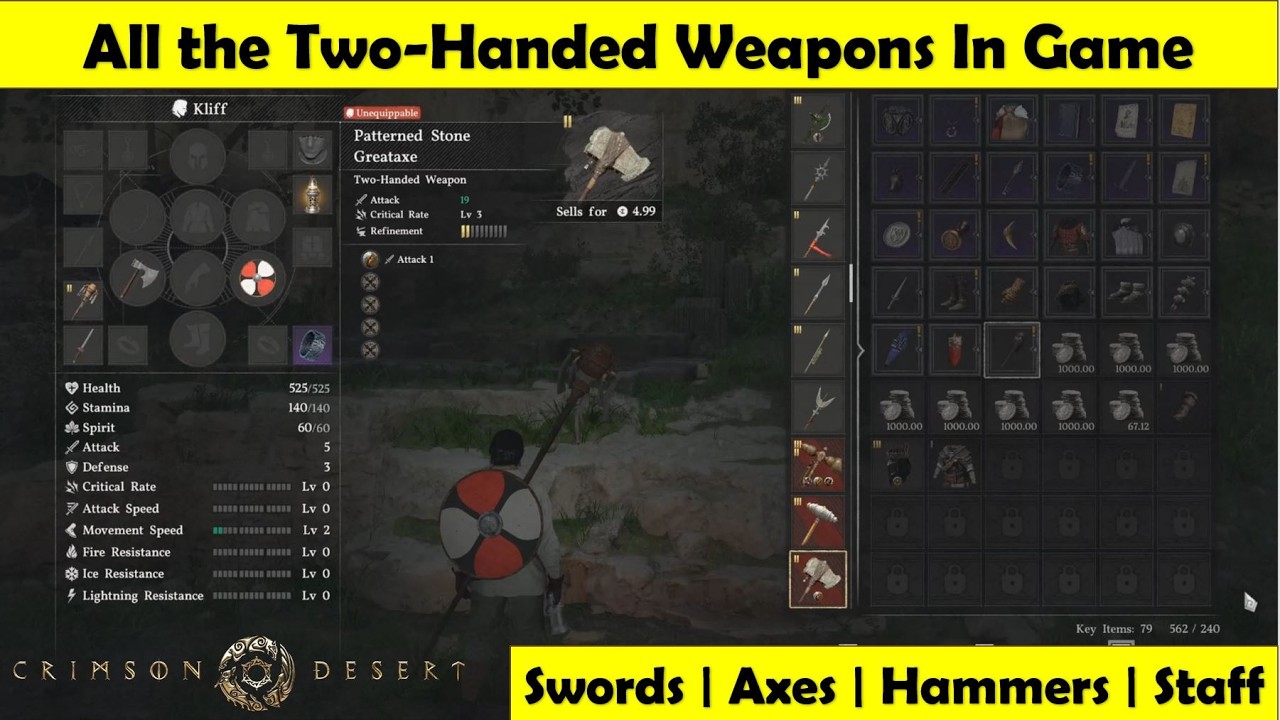 Every Two Handed Weapon you can get in Crimson Desert | Swords | Axe | Staff | Hammer and more