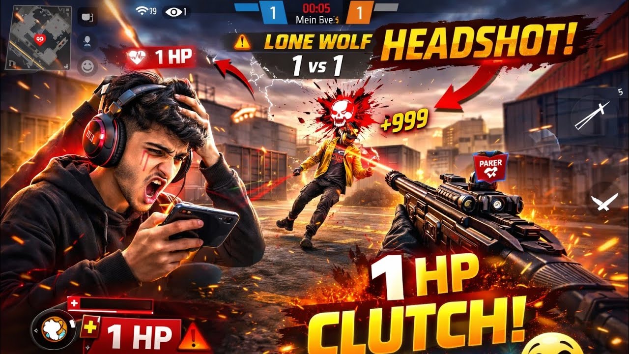 “Sirf 1 HP… Phir Bhi HEADSHOT! 😱🔥”