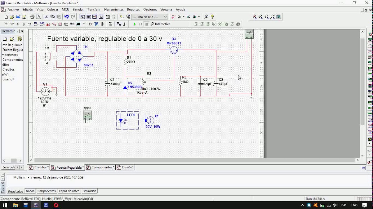 Fuente variable,regulable de 0 a 30 v