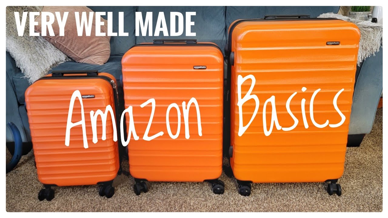Review Amazon Basics Luggage 3 Piece Hard Side Spinner Orange    I LOVE THEM!