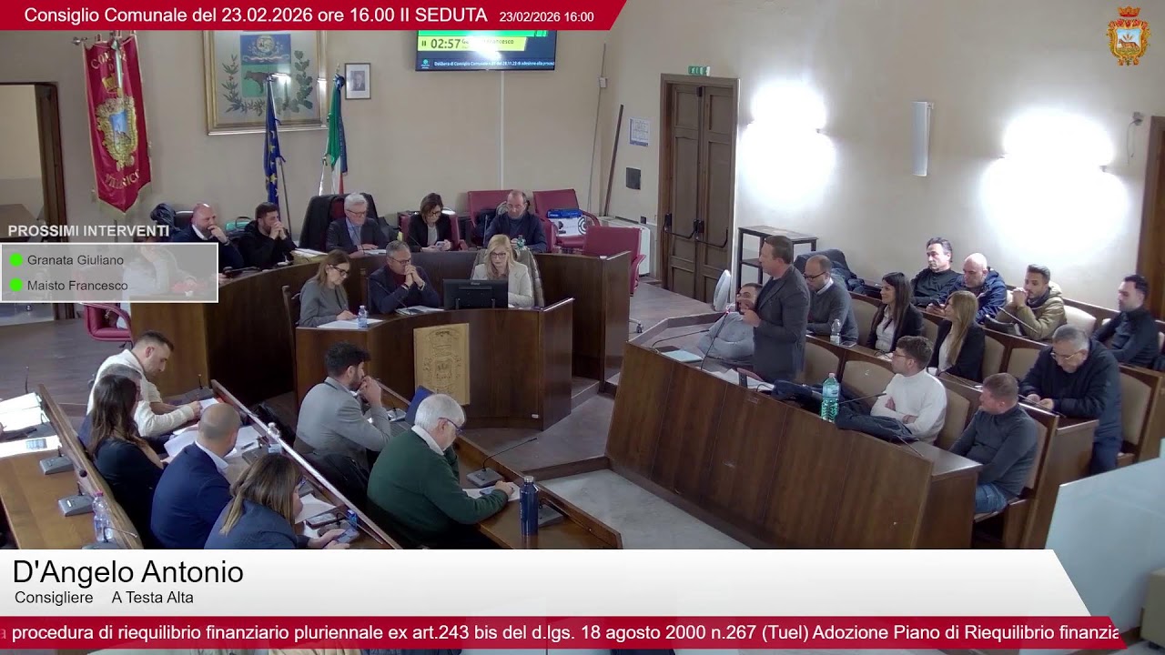 Streaming Consiglio Comunale in 2 convocazione del 23 febbraio 2026 ore 16,00