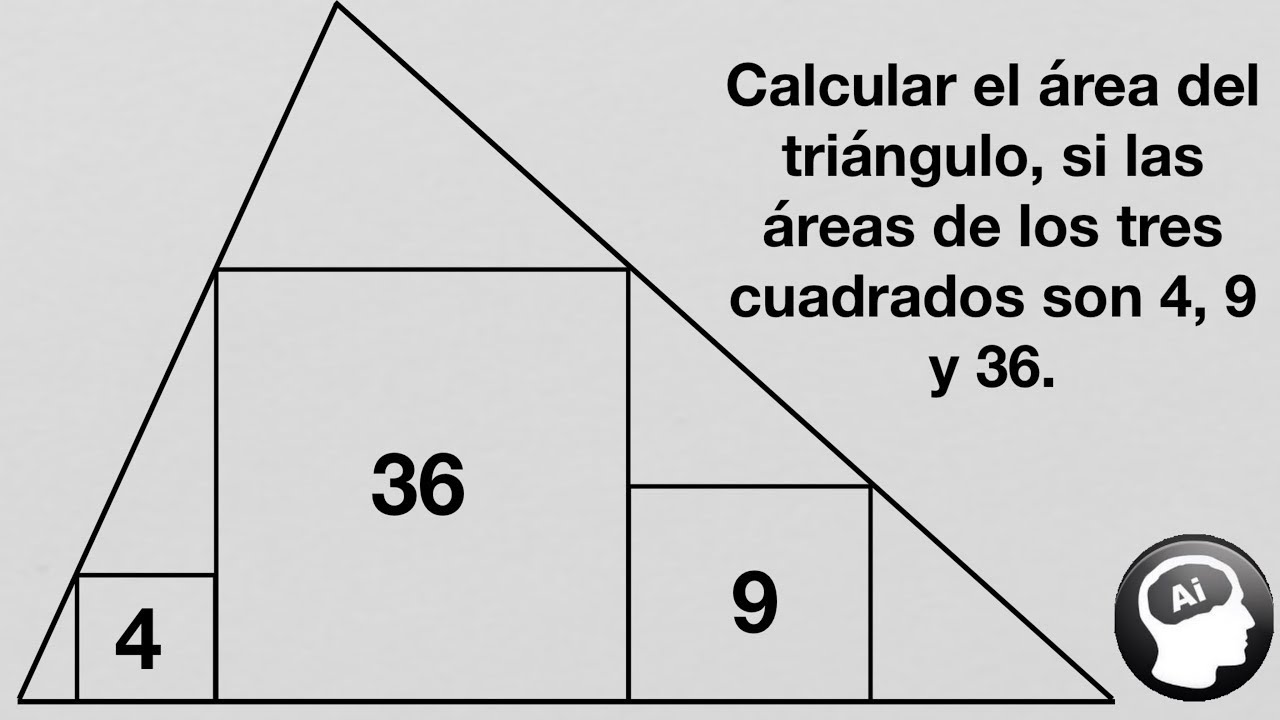 ¿Puedes calcular el area del triangulo grande? | [Un triangulo y tres cuadrados]