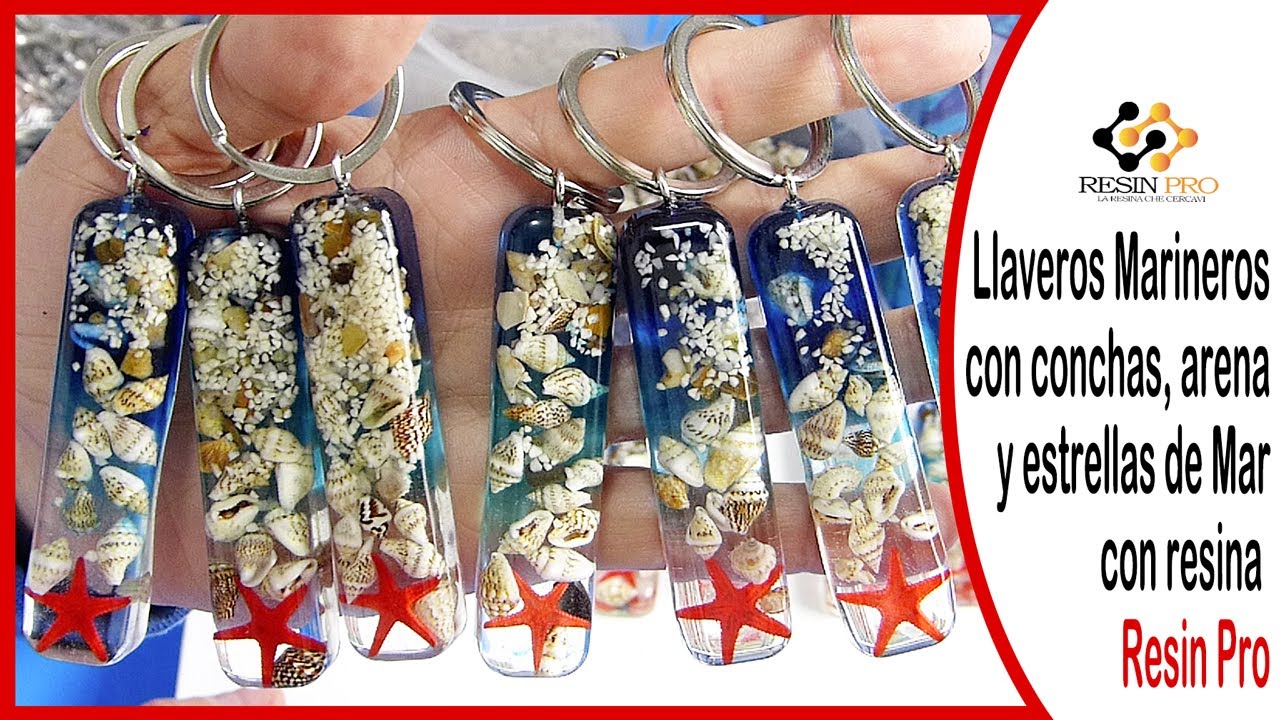 Llaveros Marineros con conchas🐚arena y estrellas de Mar con resina Resin Pro