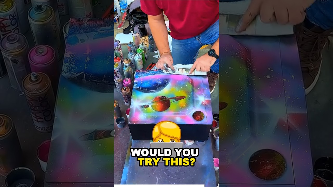 Artysta uliczny maluje sprayem m&oacute;j komputer w biurze 😱