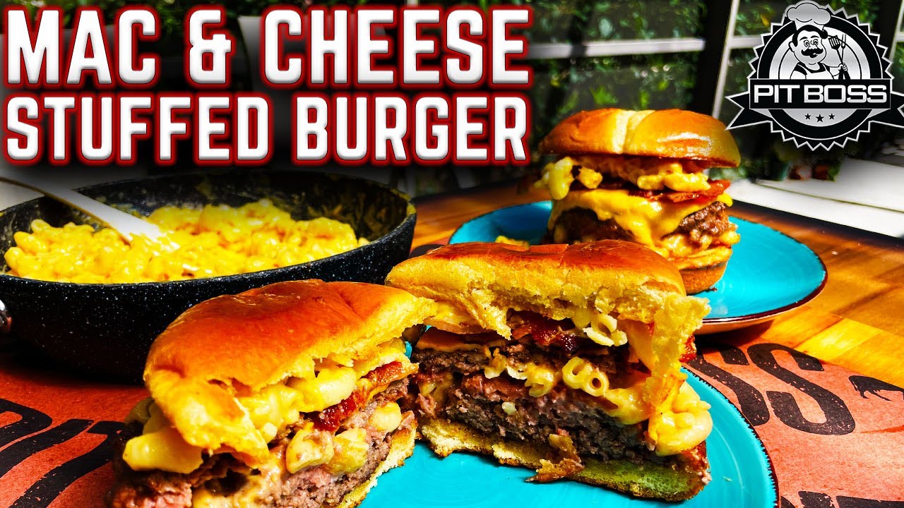 AMAZING STUFFED BURGER! MAC AND CHEESE BURGER MADE ON PIT BOSS SIERRA GRIDDLE! ULTIMATE GRIDDLE COOK