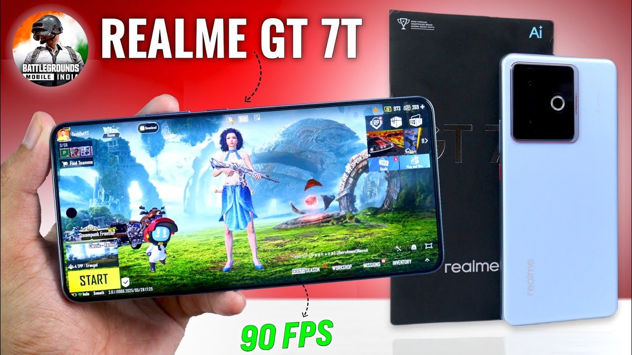 Realme GT 7T 5G Bgmi Test | graphics Gyro settings, Battery test | realme gt 7t full review 🔥