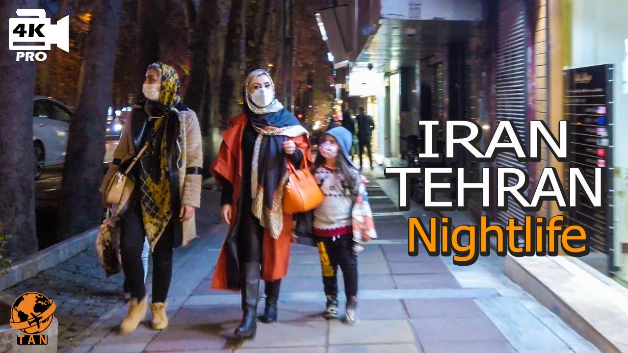 Iran night Walking Tour on Tajrish to Ferdows GardenThe First Day of Winter Tehran Nightlife 4k