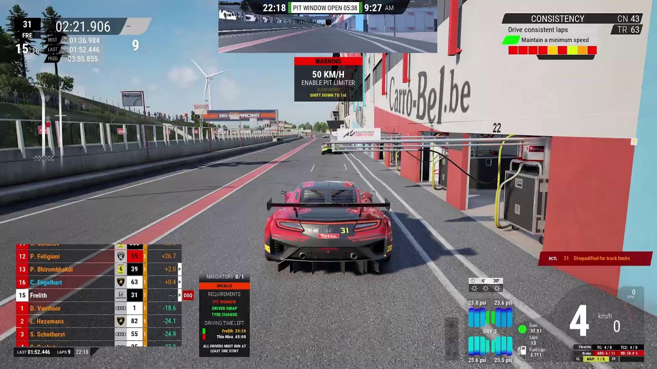Assetto Corsa Competizione - Career Race Gameplay - Part 2: I received warnings and penalties