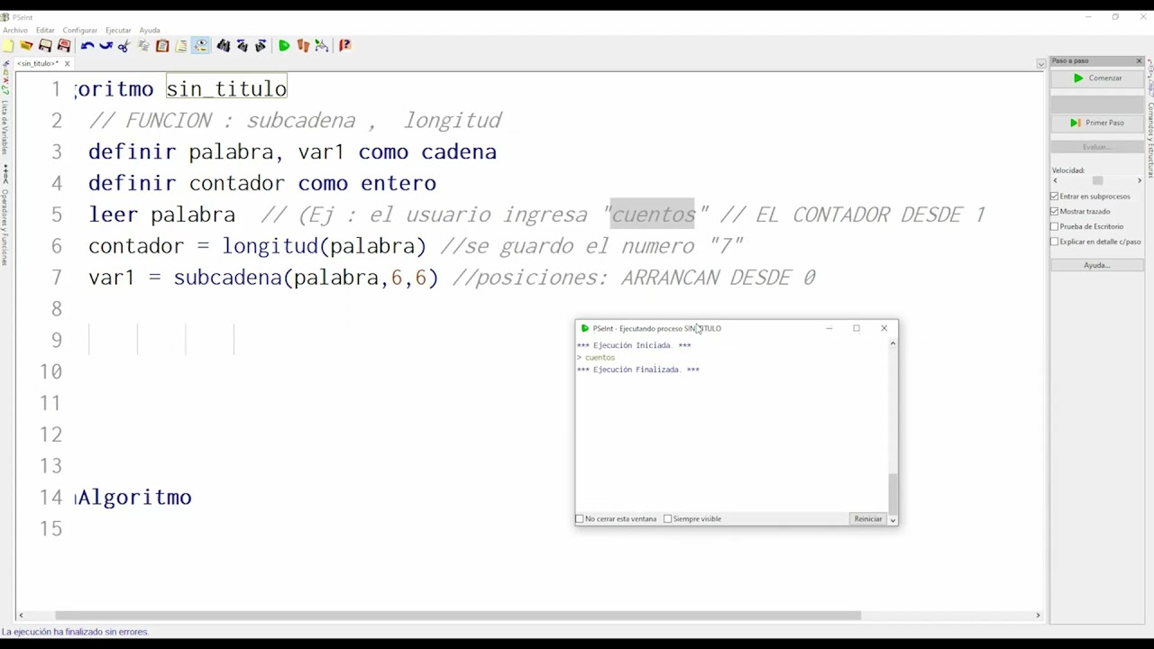 Psint: Subcadena y Longitud