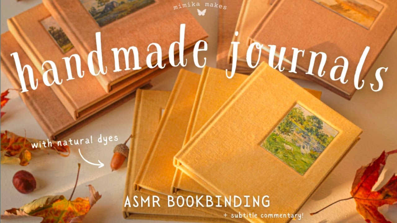 Making Journals with Natural Dyes ✿ asmr cozy bookbinding process, no music