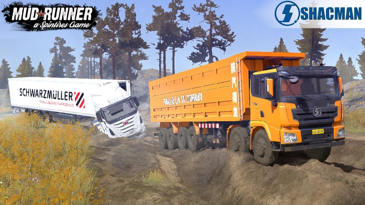 Spintires: MudRunner - SHAANXI 12X12 Pulls Out A Hyundai Truck From A Deep Hole