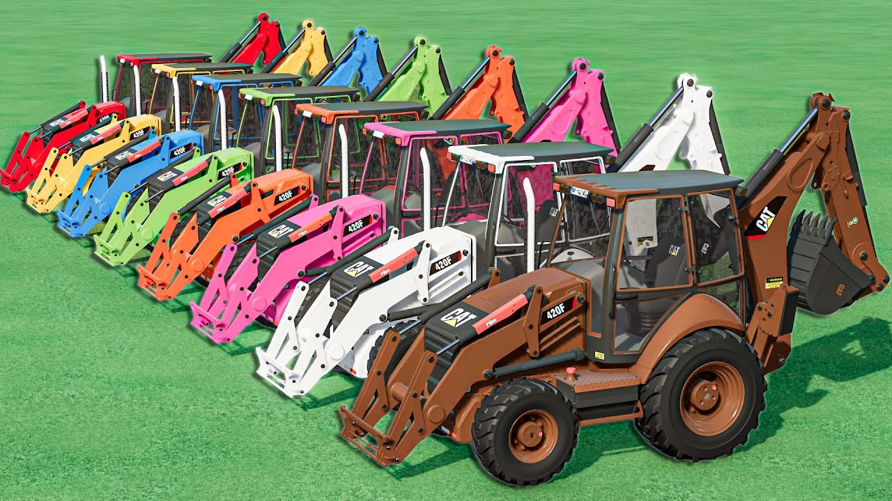 Work With Colors - BEST COOL CULTIVATING  with CAT BACKHOE LOADER in Farming Simulator 22