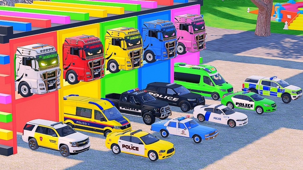 TRANSPORTING ALL POLICE CARS & EMERGENCY AMBULANCE VEHICLES WITH MERCEDES-BENZ TRUCKS | FS22 #140