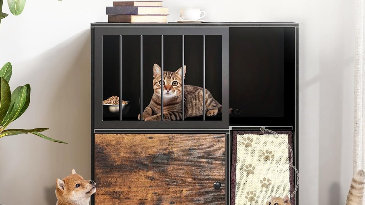 Dog-Proof Feeding! 🐕‍🦺 Cat Feeding Station with Scratch Board