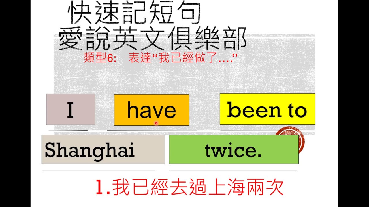 如何快速記短句6: I have(我已經做了..)
