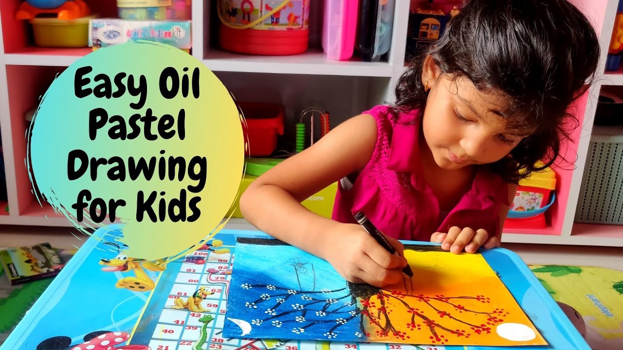 Easy Oil Pastel Drawing for Kids | Day and Night Tree | Oil Pastel Art for Kids