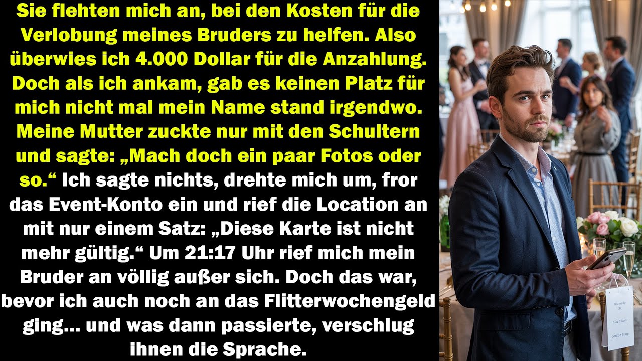Ich zahlte 4.000 $ für die Verlobung doch mein Name fehlte. Dann fror ich alles ein.