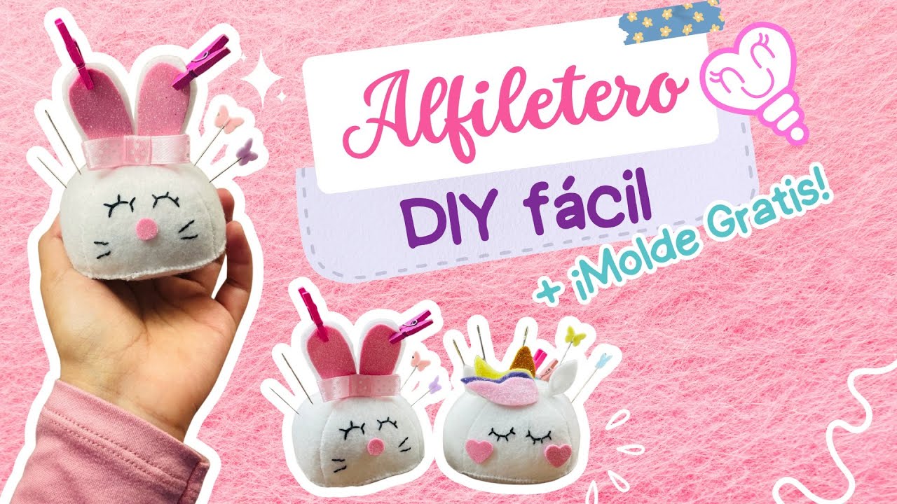 Como hacer un Alfiletero Conejita 🐰 en Fieltro ✂️ DIY Fácil + Molde Gratis