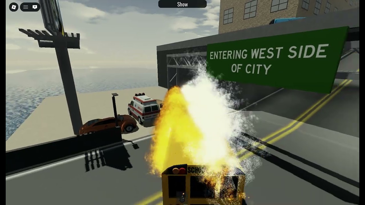 This game is CRAZY (crash into cars on a bridge)