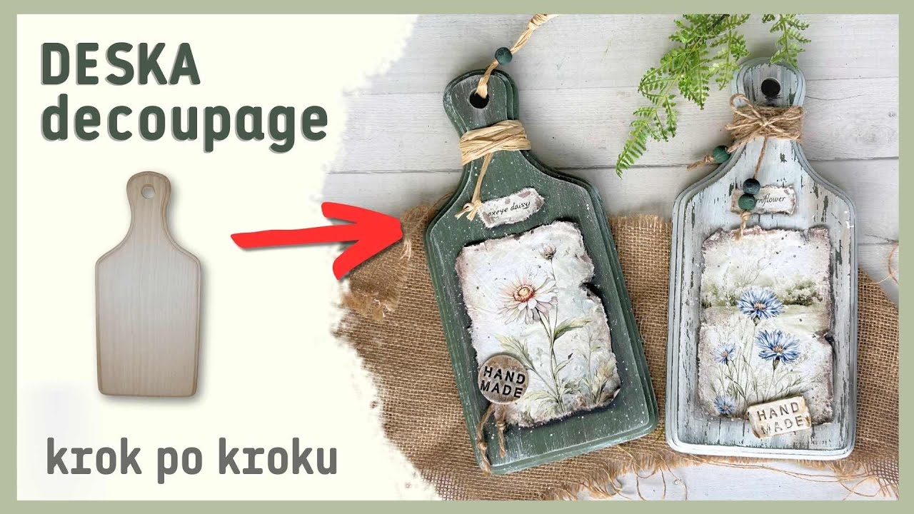Dwie deski decoupage  z kwiatami. Tutorial No. 1035