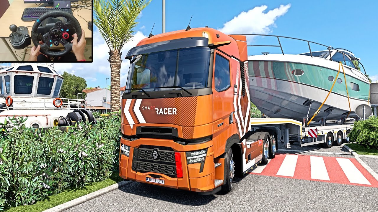 New Renault T | Delivery Boat through Croatia 🇭🇷 | ETS2 1.58 Logitech G29 Setup