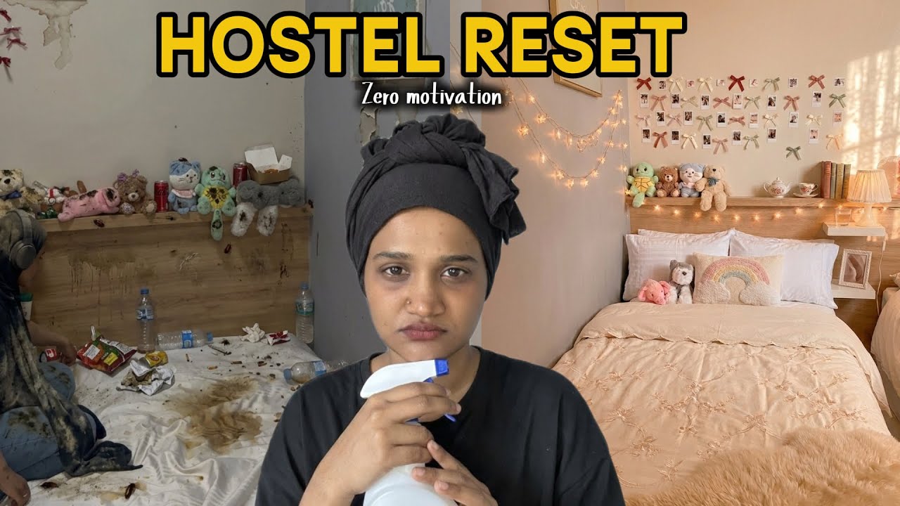 HOSTEL RESET 🧹 Zero Motivation | Cleaning My Messy Room During Ramadan🌙