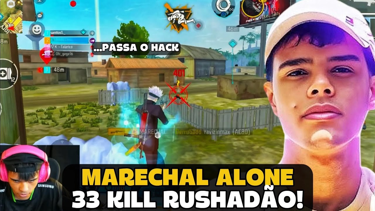 MARECHAL FOI PRO RUSHADÃO E FEZ 33 KILL NA RANK! FREE FIRE - MARECHAL HIGHLIGHTS