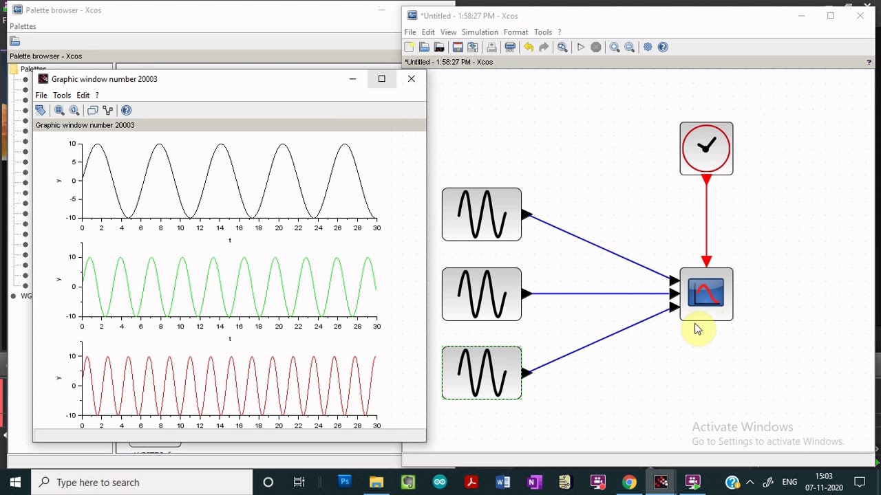 Display multiple waveforms using single scope in Xcos