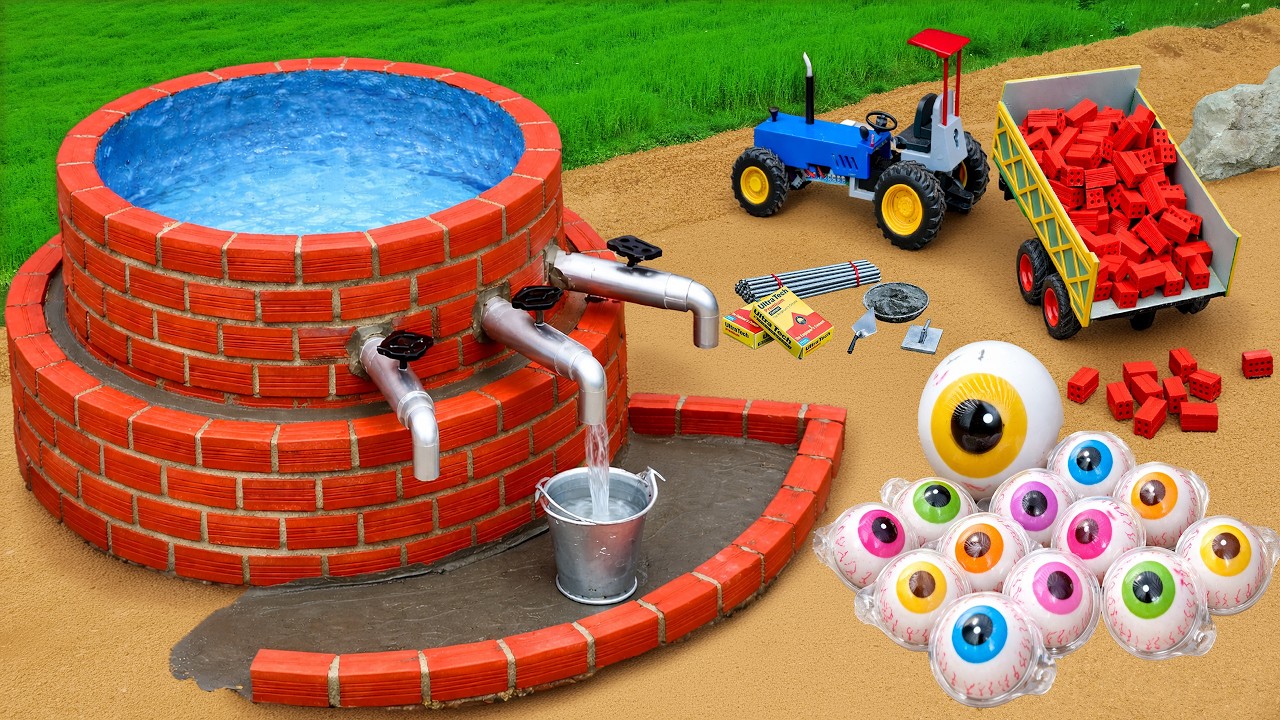 DIY Mini Tractor Builds Modern Brick Water Well With Multi Tap System | Construction Science Project