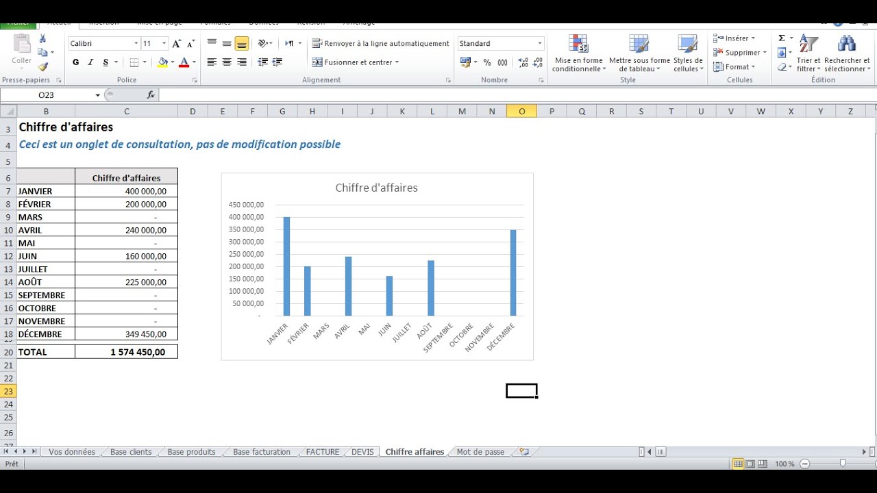 Application de facturation des ventes en Excel + suivie de Chiffre d'affaires