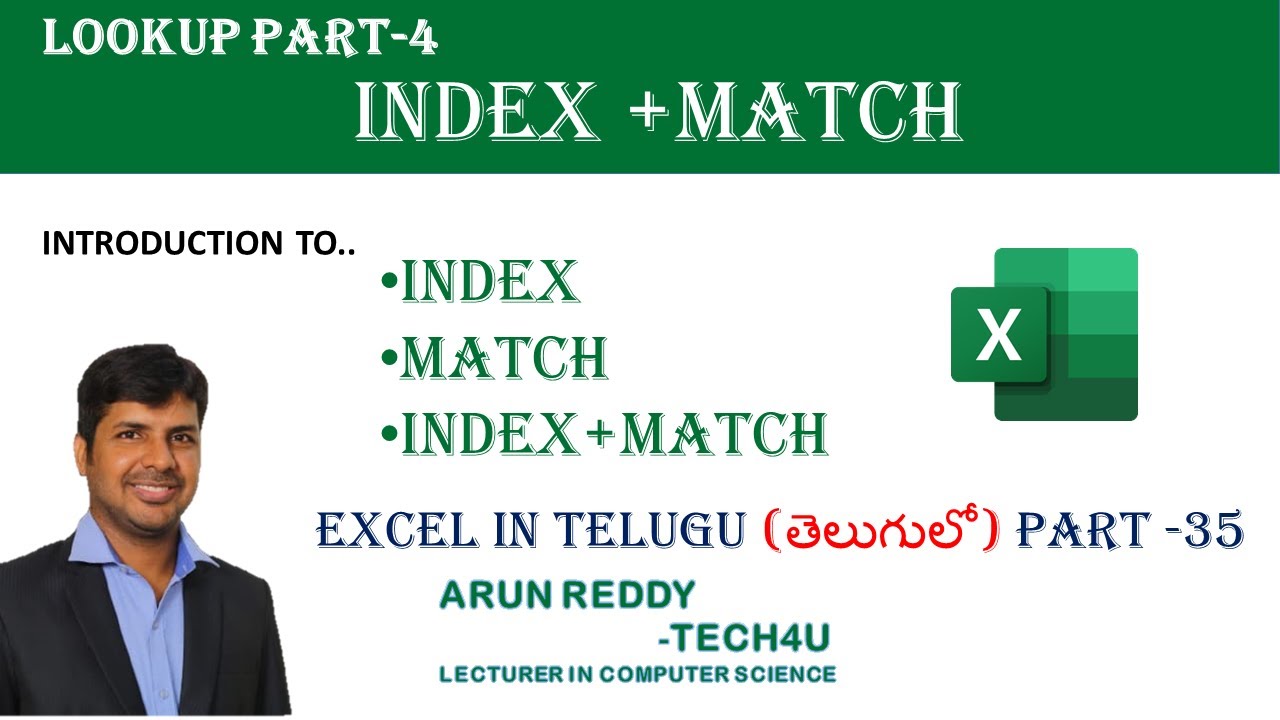 EXCEL IN TELUGU PART 35- INDEX+MATCH