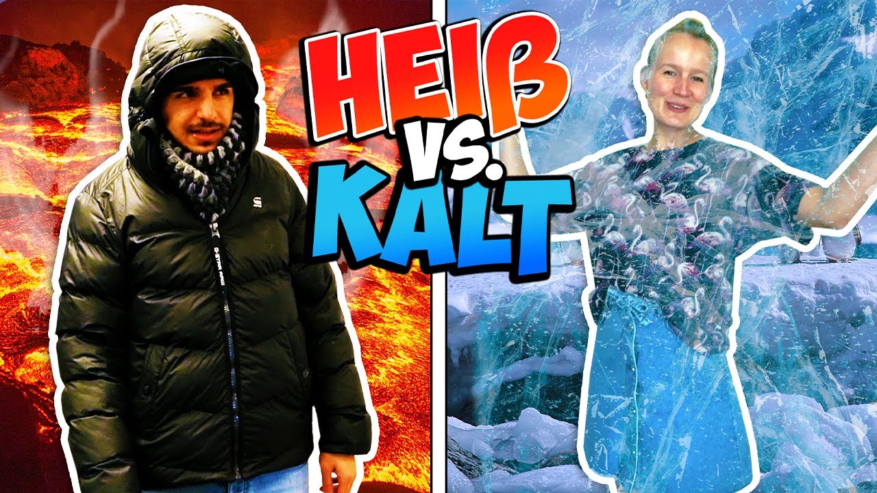 24H HEIß vs KALT CHALLENGE! Claudio im Sommer in Winterjacke & Kathi ganz cool!
