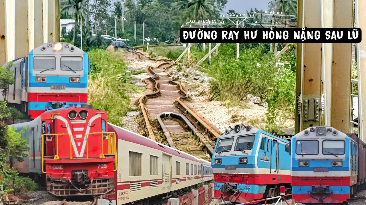TỔNG HỢP CÁC ĐOÀN TÀU VỀ ÂM GIỜ NẶNG SAU TRẬN LŨ LỤT GÂY HỎNG ĐƯỜNG Ở MIỀN TRUNG