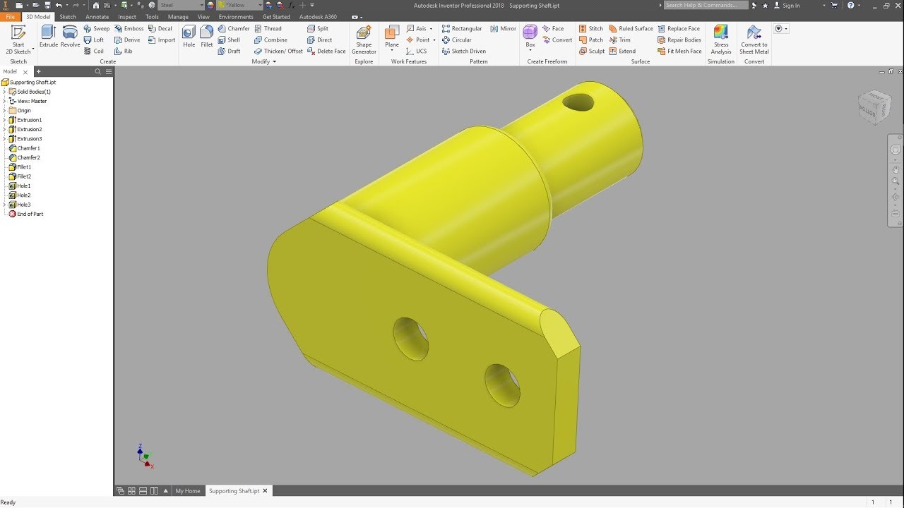 INVENTOR 2018 - SUPPORTING SHAFT - CONCRETE MIXER