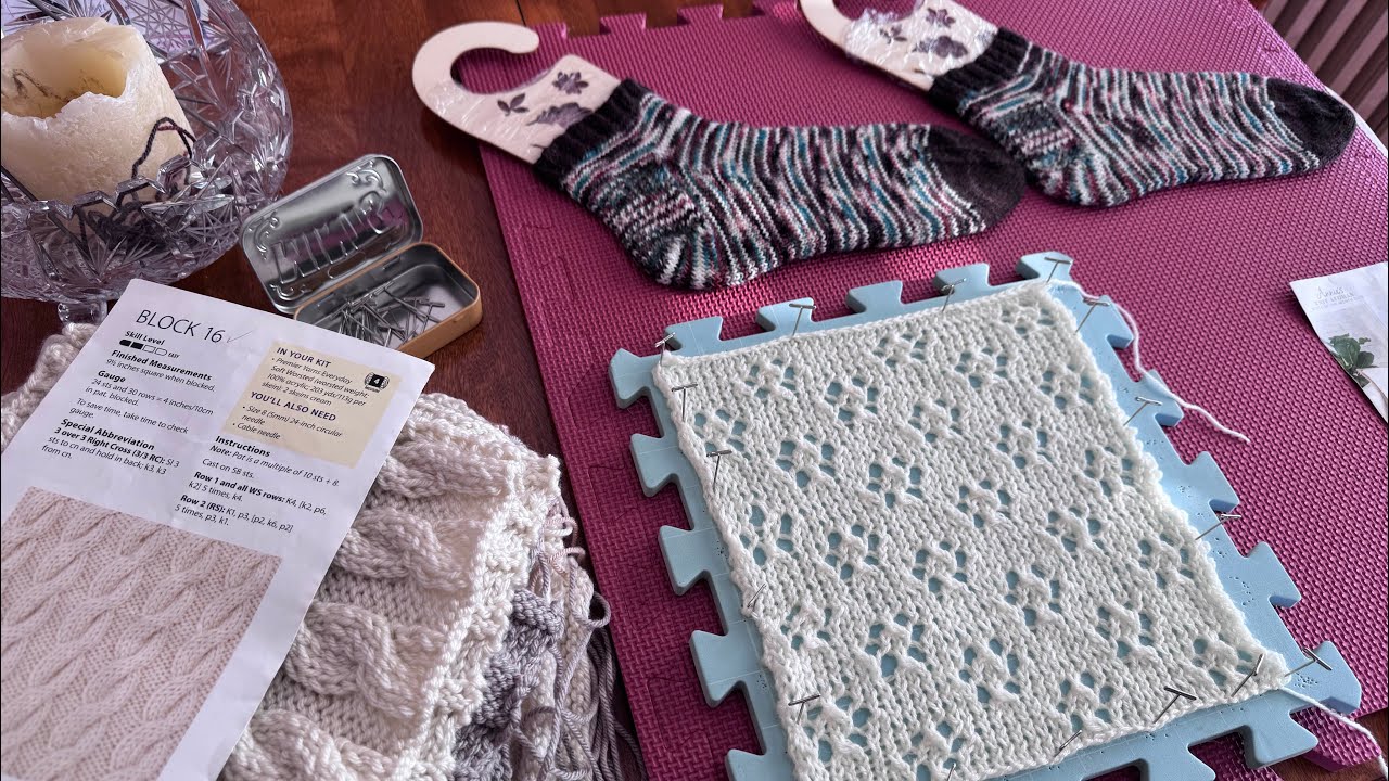 Blocking Squares for my Sampler Stitch Afghan! 