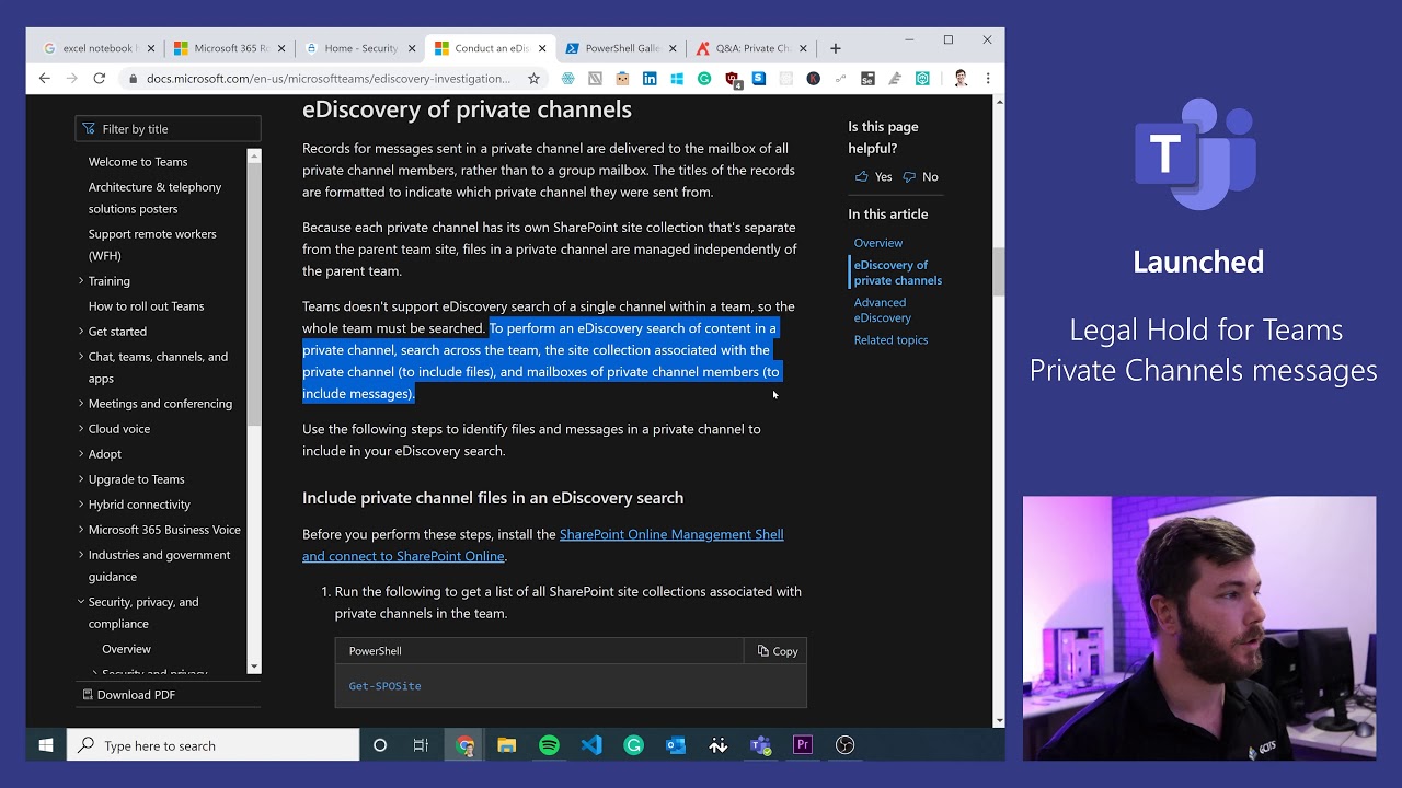 How to place private channel messages under legal hold in Microsoft Teams