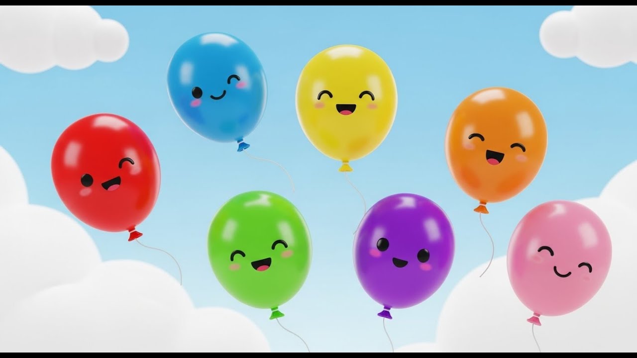 Siete Pequeños Globos de Juguete Rebotan, Rebotan, Rebotan | Canciones Infantiles y Rimas para