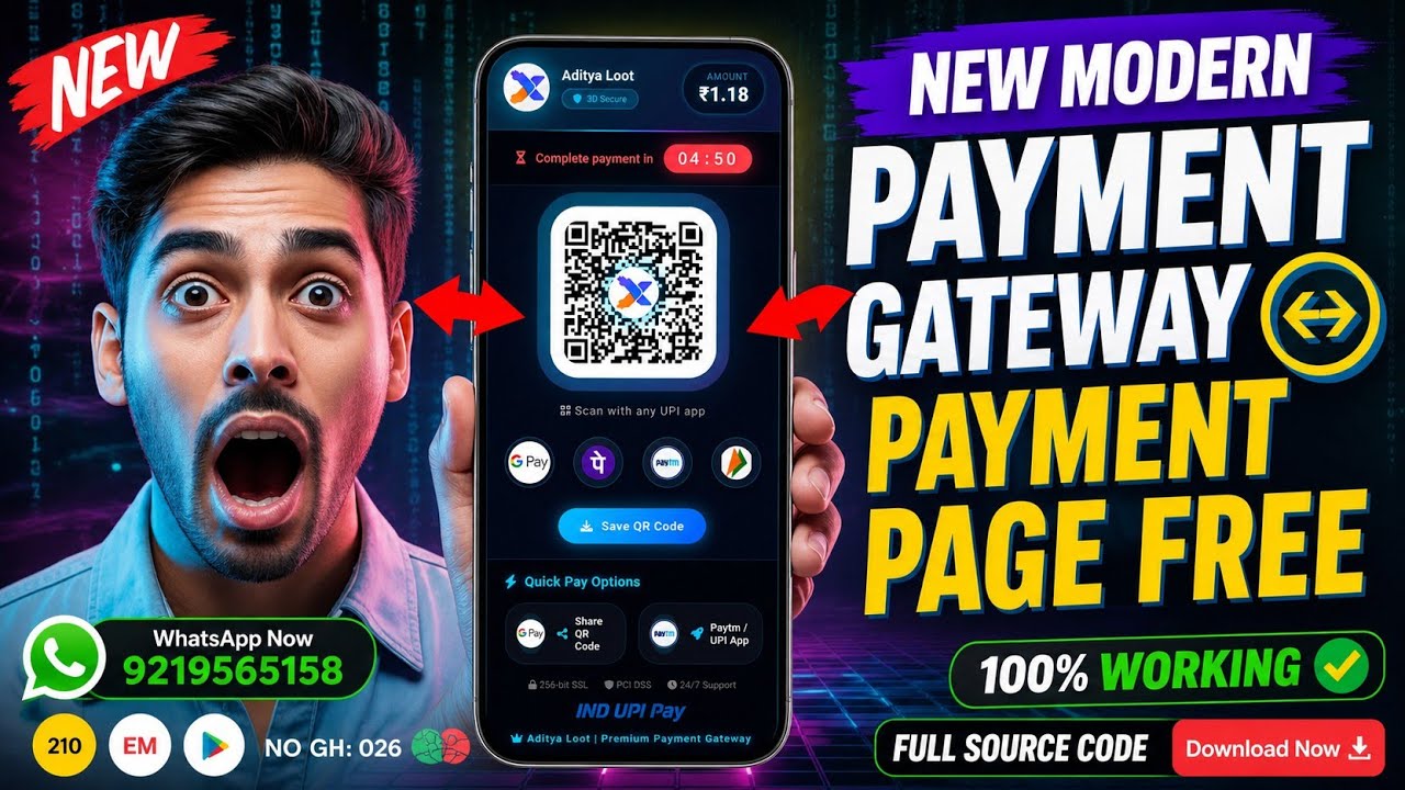 Free Upi Payment Gateway Source code Download | Fast UPI Payment, Personal QR + Business QR