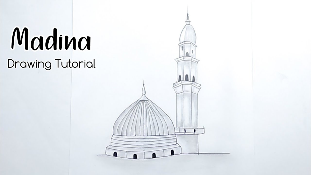 Masjid-E-Nabawi Drawing Tutorial | Madina Drawing | Masjid E Nabawi Pencil Drawing | Pencil Crayon