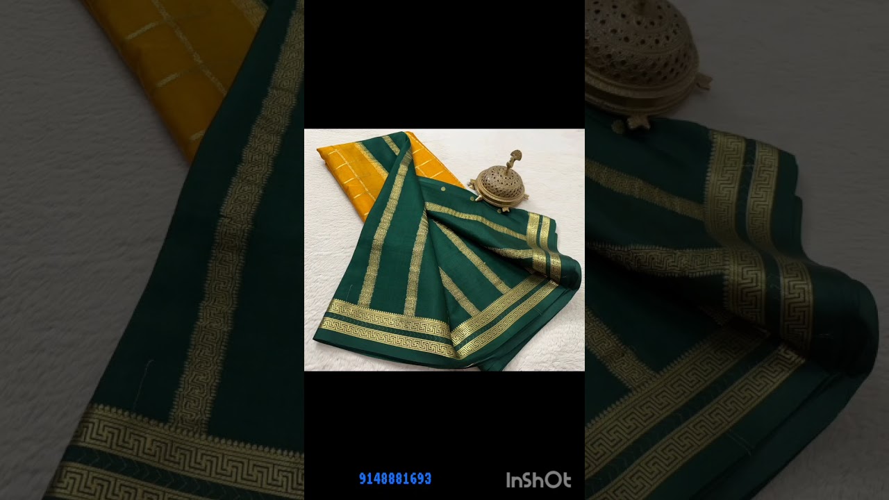 Pure Mysore checks patterns Silk sarees 💕120gsm/Price: 11999/Silk mark certified #9148881693 #saree 