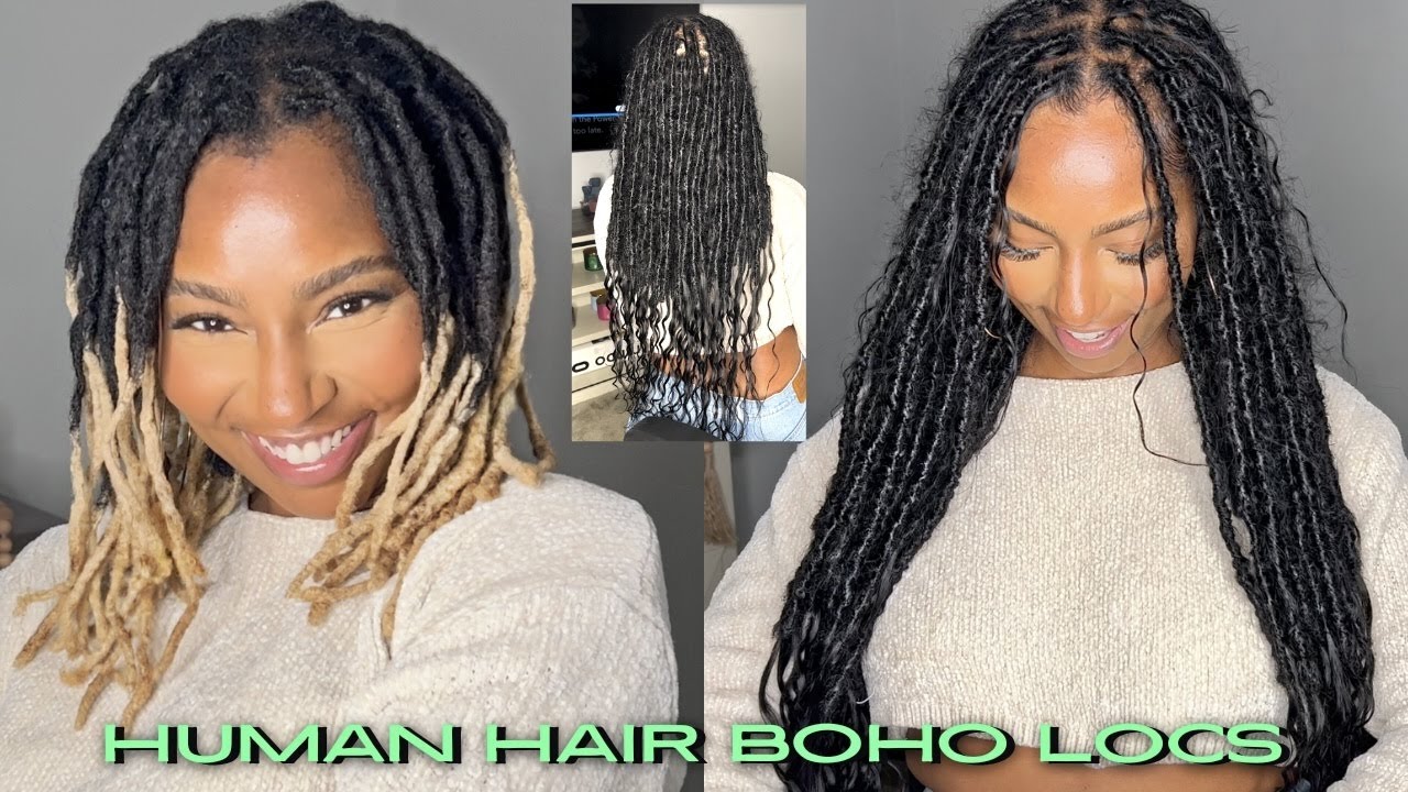 Human Hair Soft & Lightweight Boho Faux Locs over Real Locs| iamLindaElaine