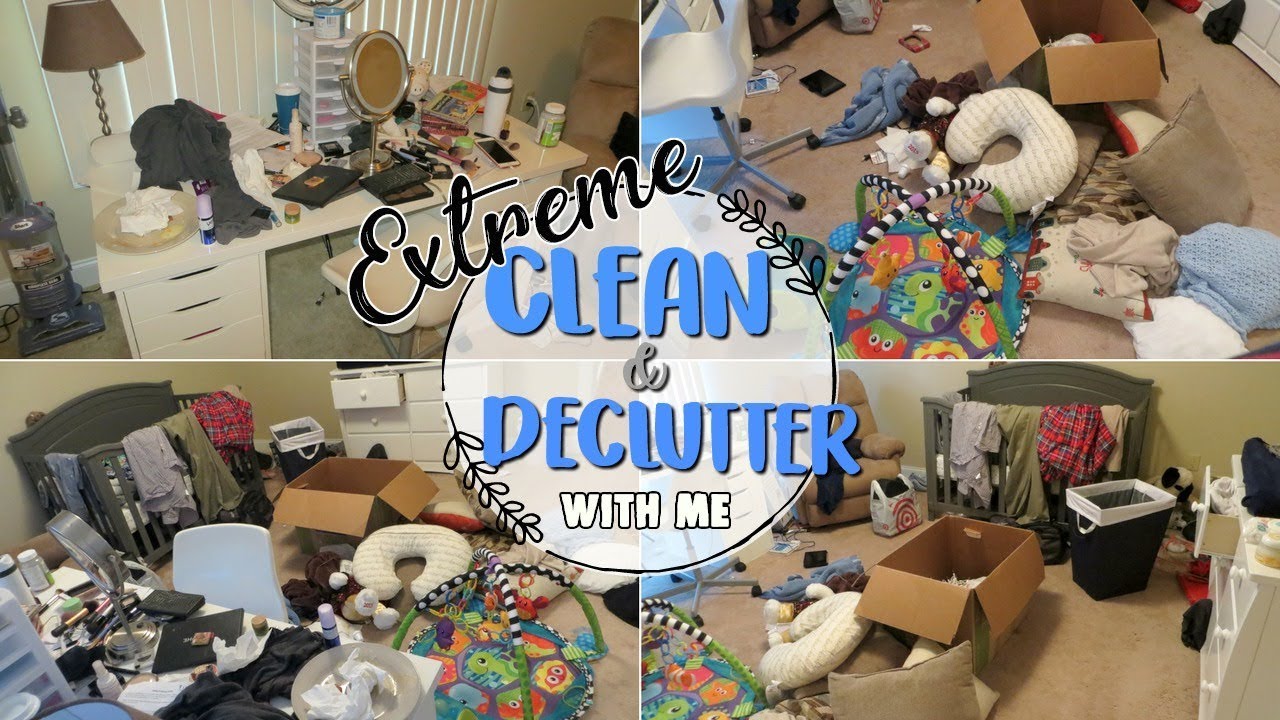 DECLUTTER & CLEAN WITH ME 2017 | Extreme Cleaning Motivation | Baby Boy Nursery
