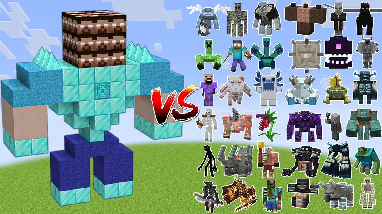 ARMORED HEROBRINE vs All Bosses - Battle Minecraft Mobs !